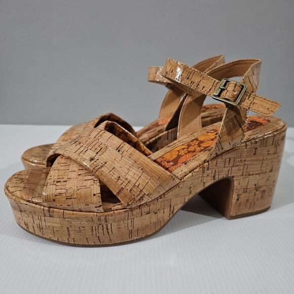 NEW Korks Kork Ease Calda Sandal Platform Chunky Heel Patent Cork Womens Size 11 - Picture 13 of 13